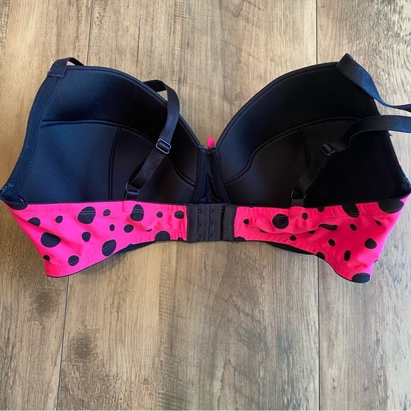 Pink and Black Polka Dot Lace Bra • Size 42DD • EUC - Picture 3 of 5